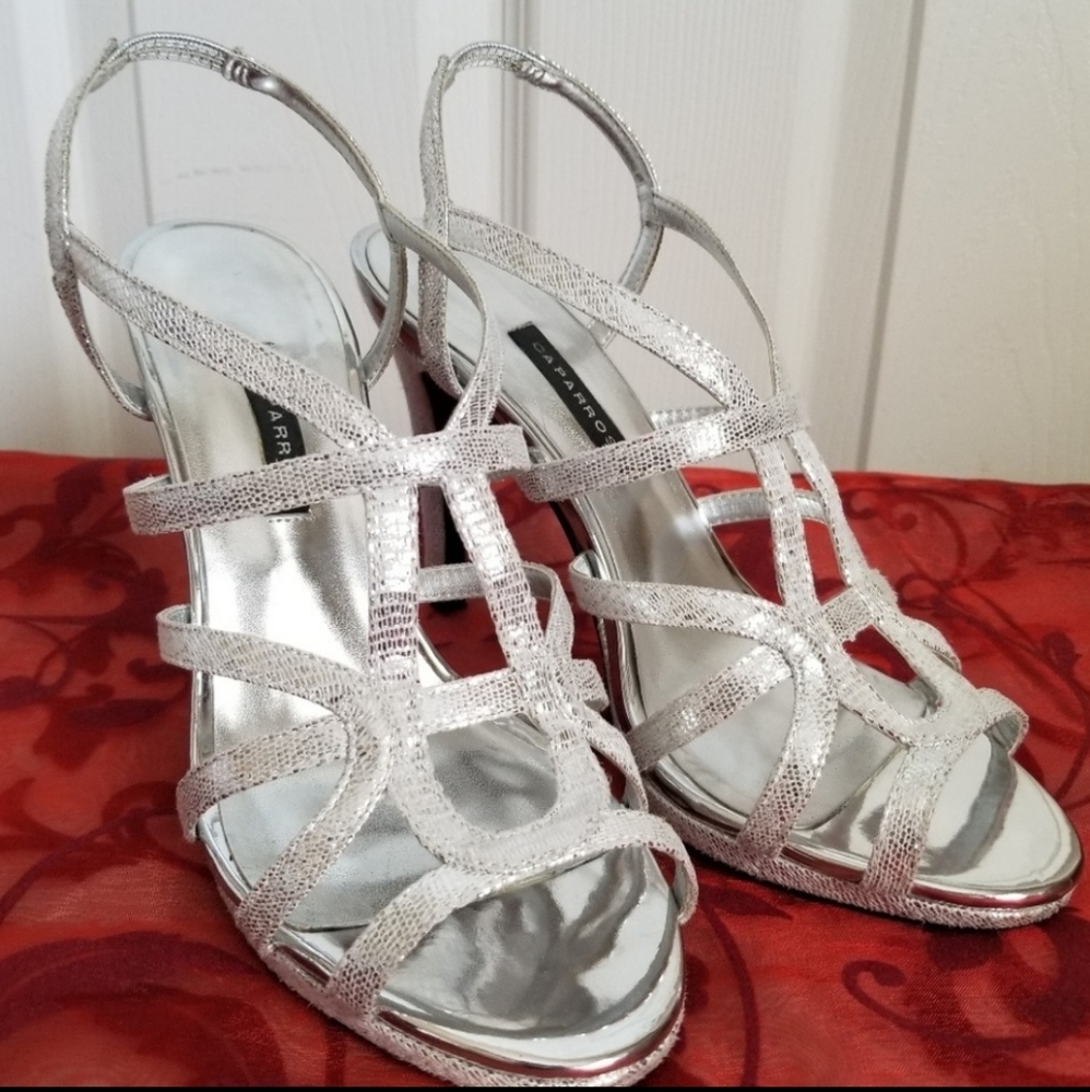 Beautiful SILVER Caparro Heels